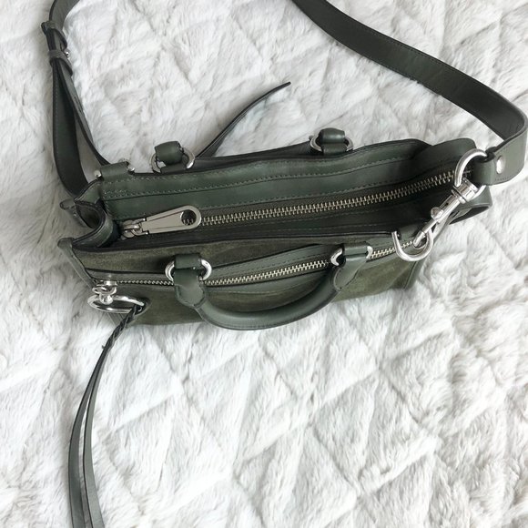 Rebecca Minkoff Olive Green Suede Leather Crossbody/Shoulder Handbag - Picture 10 of 12
